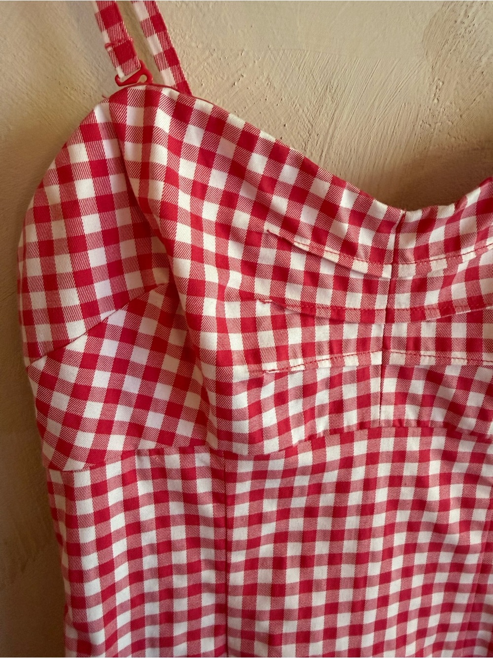 Guess Los Angeles | Red Gingham | Mini Dress Sweetheart | Sz 2 - Picture 4 of 13